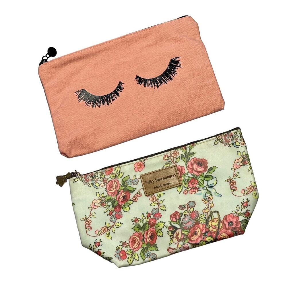 Fairy Tale Season Eyelash Makeup Pouch Floral Cosmetic Organizer Bag Lot Of 2 - Picture 6 of 6